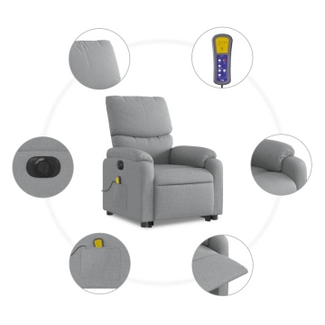 Fotoliu electric masaj rabatabil cu ridicare, gri închis textil - Img 7