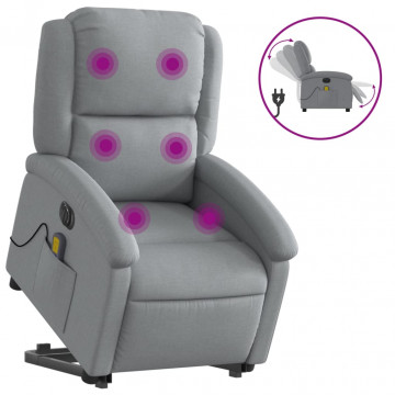Fotoliu electric masaj rabatabil cu ridicare, gri închis textil - Img 2