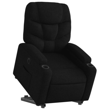 Fotoliu electric rabatabil cu ridicare, negru, textil - Img 3