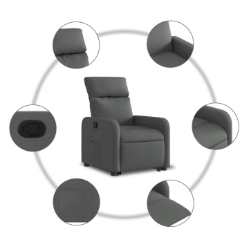 Fotoliu rabatabil cu ridicare pe verticală, gri închis, textil - Img 7