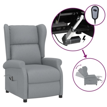 Fotoliu rabatabil electric cu spătar aripi, gri deschis, textil - Img 2