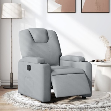 Fotoliu rabatabil electric, gri deschis, textil - Img 1
