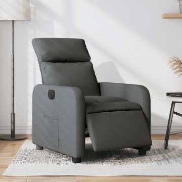 Fotoliu rabatabil electric, gri închis, material textil - Img 1