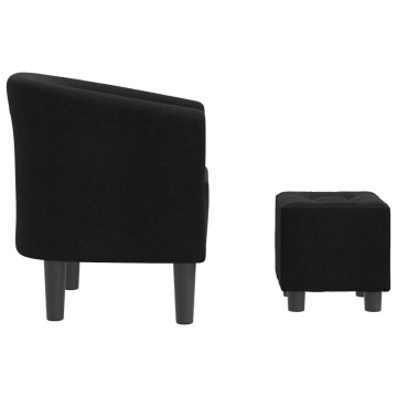 Fotoliu tip cuvă cu taburet, negru, material textil - Img 4