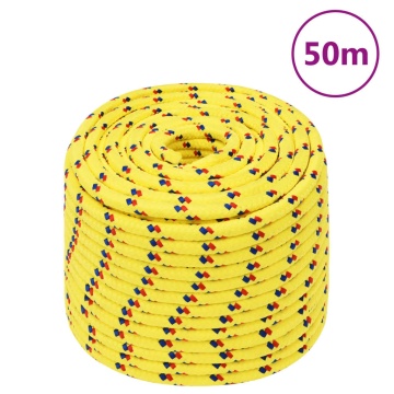 Frânghie de barcă, galben, 12 mm, 50 m, polipropilenă - Img 1