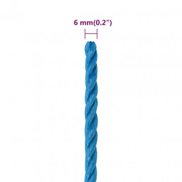 Frânghie de lucru, albastru, 6 mm, 25 m, polipropilenă - Img 5