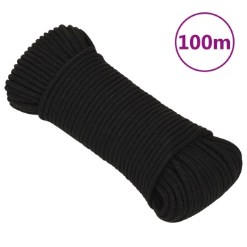 Frânghie de lucru, negru, 5 mm, 100 m, poliester - Img 1