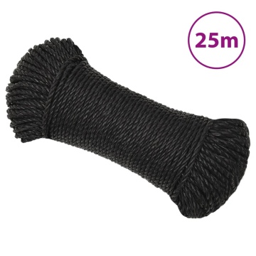 Frânghie de lucru, negru, 8 mm, 25 m, polipropilenă - Img 1