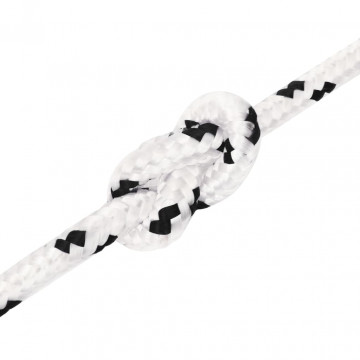 Frânghie împletită pentru barcă, alb, 10 mm x 25 m, poliester - Img 4