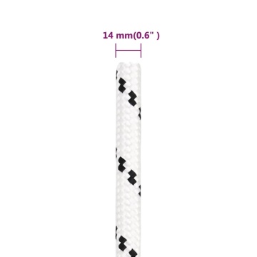 Frânghie împletită pentru barcă, alb, 14 mm x 100 m, poliester - Img 6