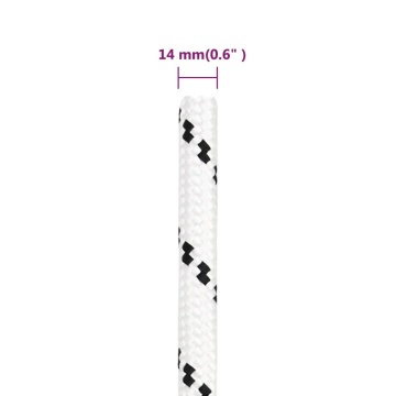 Frânghie împletită pentru barcă, alb, 14 mm x 25 m, poliester - Img 6