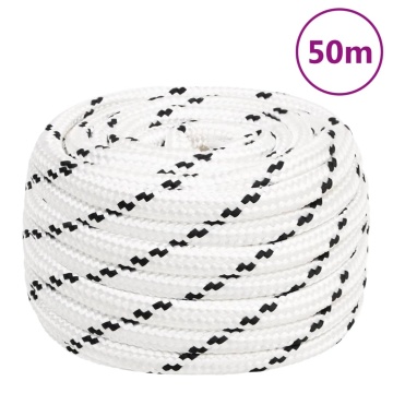 Frânghie împletită pentru barcă, alb, 20 mm x 50 m, poliester - Img 5