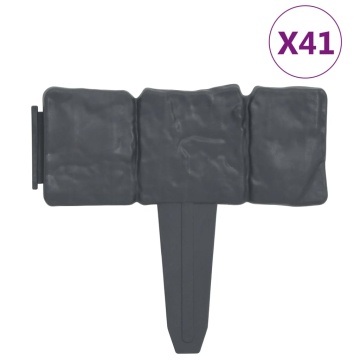 Gard de gazon, 41 buc., 10 m, plastic, aspect piatră - Img 2