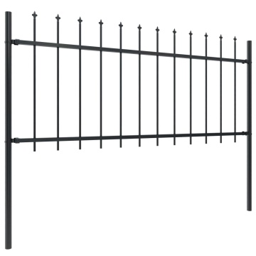 Gard de grădină cu vârf suliță, negru, 10,2 m, oțel - Img 2
