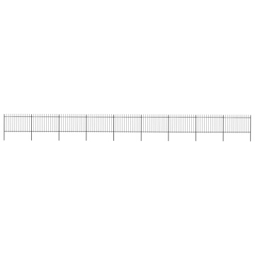 Gard de grădină cu vârf suliță, negru, 15,3 m, oțel - Img 1