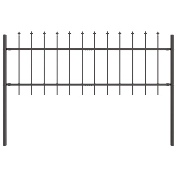 Gard de grădină cu vârf tip suliță, gri, 10,2x0,6 m, oțel - Img 3