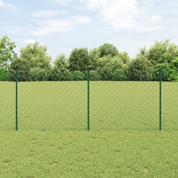 Gard de lanț cu 10 stâlpi U Verde 1x10 m Oțel - Img 1