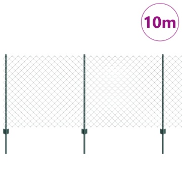 Gard de lanț cu 10 stâlpi U Verde 1x10 m Oțel - Img 3
