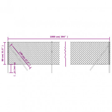 Gard de plasă de sârmă, verde, 0,8x10 m - Img 5