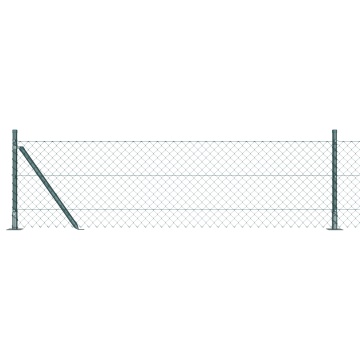 Gard din plasă de lanț cu 7 stâlpi flanșați 0.6x10 m Oțel galvanizat - Img 2