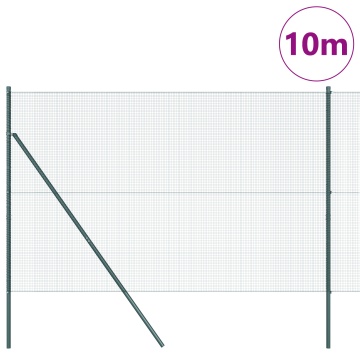 Gard din plasă sudată cu 7 stâlpi verde 1.5x10 m oțel - Img 3