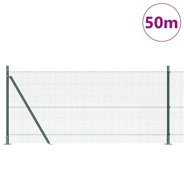 Gard din Sârmă Sudată cu 13 Posturi Flansate Verde 1x50 m Oțel - Img 3
