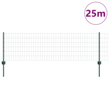 Gard Euro cu 11 Stâlpi Verzi 0,6x25 m Oțel - Img 3