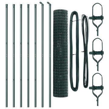 Gard Euro cu 7 Stâlpi 1.5x10 m Oțel Galvanizat Verde - Img 2