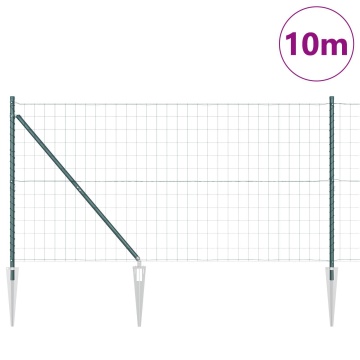 Gard Euro cu 7 stâlpi cu vârf 1.2x10 m din oțel galvanizat verde - Img 3