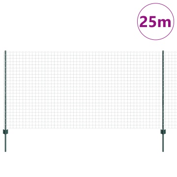 Gard European cu 11 Posturi U Verde 1,2x25 m Oțel - Img 3