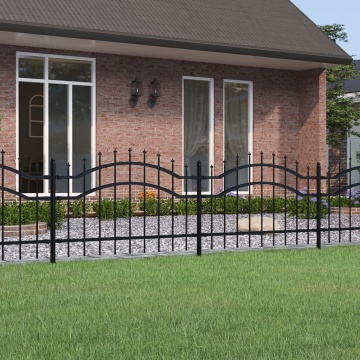 Gard grădină cu vârfuri negru 115 cm oțel vopsit electrostatic - Img 1