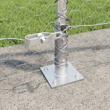 Gard Hexagonal 1x10 m Oțel Galvanizat, Stâlpi de Gard cu Plăci de Bază 7 buc Ø32mm 110cm Oțel Galvanizat - Img 4