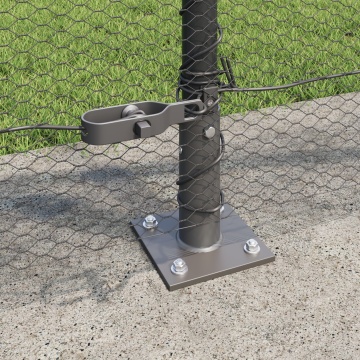Gard Hexagonal Gri 0.8x25 m Oțel, Piloni Gard cu Plăci de Bază 13 buc Ø32mm 90cm Oțel Galvanizat - Img 4