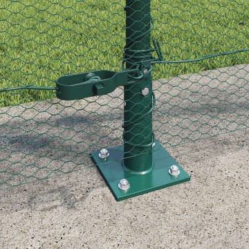 Gard Hexagonal Verde 1x10 m Oțel, Stâlpi de Gard cu Plăci de Bază 7 buc Ø32mm 110cm Oțel Galvanizat - Img 3