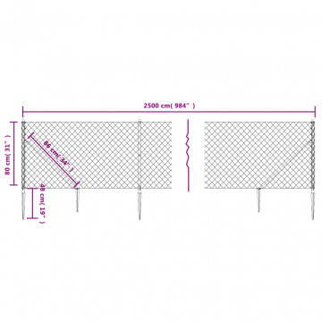 Gard plasă de sârmă cu țăruși de fixare, verde, 0,8x25 m - Img 5