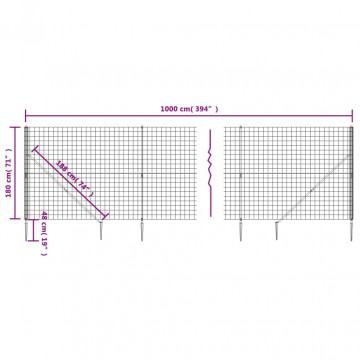Gard plasă de sârmă cu țăruși de fixare, verde, 1,8x10 m - Img 5
