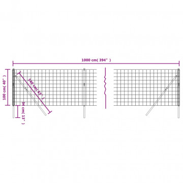 Gard plasă de sârmă, verde, 1x10 m, oțel galvanizat - Img 5
