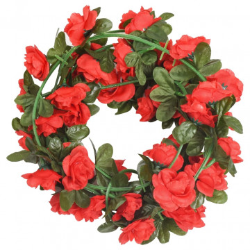 Ghirlande de flori artificiale, 6 buc., roșu, 240 cm - Img 1