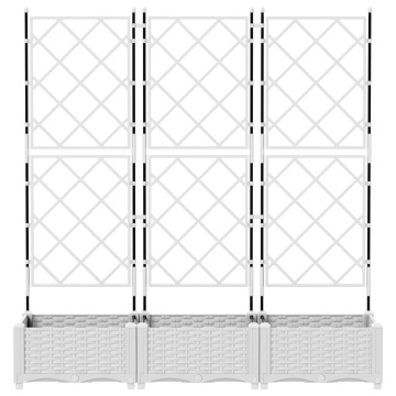 Ghiveci de grădină cu spalier 3 piese Alb 120x40x125.5 cm - Img 4