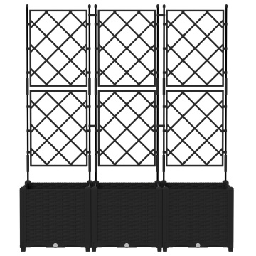 Ghiveci Grădină cu Grătar 3 buc Negru 120x40x143 cm - Img 4