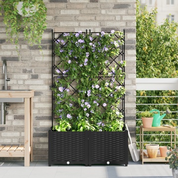 Ghiveci pentru grădină cu spalier 2 buc Negru 80x40x143 cm - Img 4