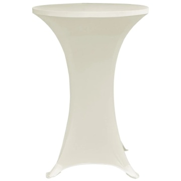 Husă de masă cu picior, 4 buc., crem, Ø80 cm elastic - Img 4
