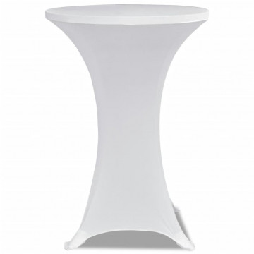 Husă de masă cu picior Ø70 cm, 2 buc., alb, elastic - Img 3
