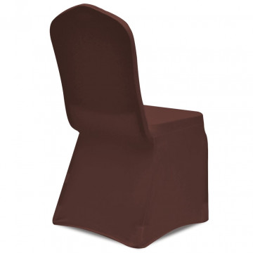 Husă de scaun elastică, 6 buc., maro - Img 3