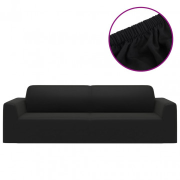 Husă elastică pentru canapea cu 3 locuri poliester jersey negru - Img 2