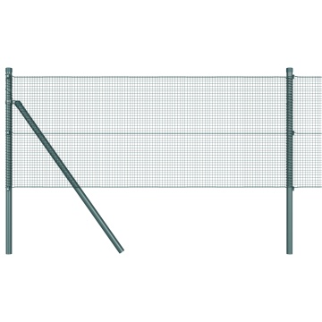 Împrejmuire cu Fiare Sudate cu 13 Stâlpi Verde 0.8x25 m Oțel - Img 2