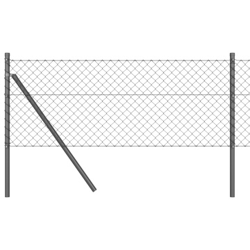 Împrejmuire cu plasă de lanț cu 7 stâlpi 0.8x10 m din oțel galvanizat gri - Img 2
