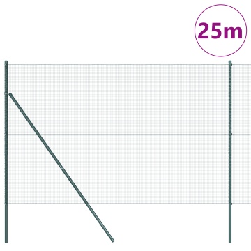 Împrejmuire din Sârmă Sudată cu 13 Stâlpi Verde 1.5x25 m Oțel - Img 3