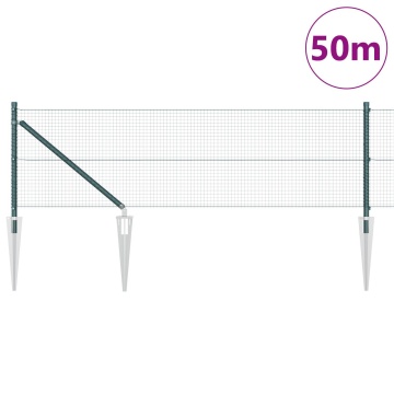 Îngrădire din sârmă sudată cu 13 posturi cu vârf verde 0.8x50 m din oțel - Img 3
