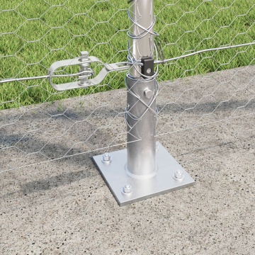 Îngrădire hexagonală 1.2x10 m din oțel galvanizat, Stâlpi pentru îngrădire cu plăci de bază 7 buc Ø32mm 68.5cm din oțel galvanizat - Img 4